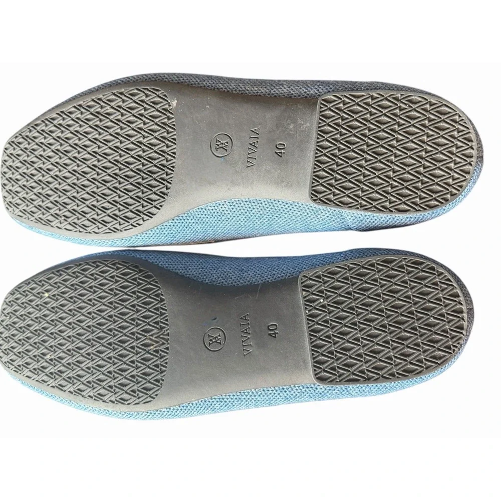VIVAIA Sierra Square Toe Loafers Slip On Flat Shoes Denim Blue Size EU 40 US 9